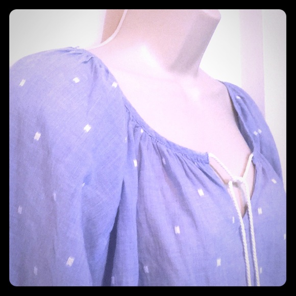 J. Crew chambray peasant poet raglan dolman top - Picture 3 of 7